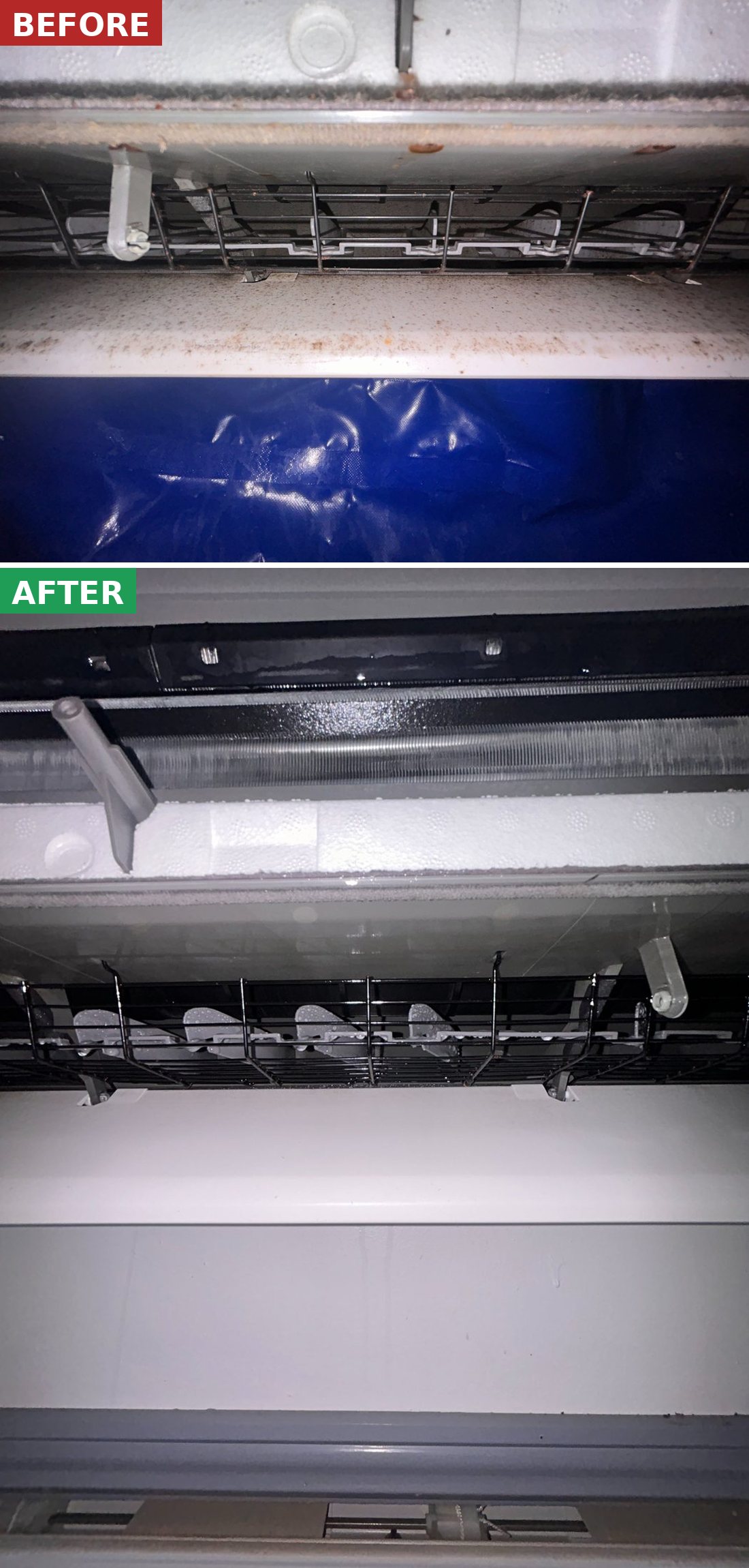 Before & after — split system chem clean — HR Air, Newcastle & Hunter